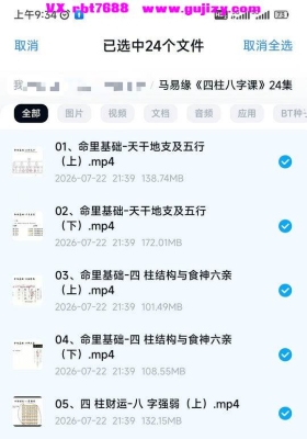 马易缘《四柱八字课》24集视频课💰5