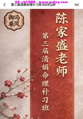 盲派绝技陈家盛老师-第三届盲派补习班线上课｜全套477页高清精修讲义💰5