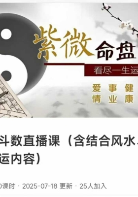 许老师·紫微斗数直播课「含结合风水、奇门改运内容」10集视频课💰5