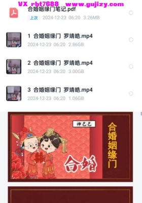 合婚姻缘门  罗靖皓老师主讲，3集视频+文档💰5