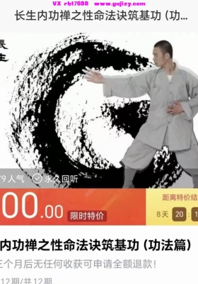 长生内功禅之性命法诀筑基功(功法篇)视频课12集💰5