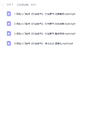 洞玄入门秘传《打坐聚气》4集视频💰5