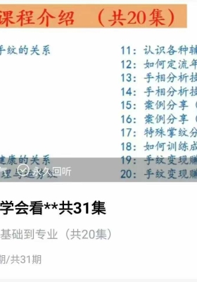 《天龙易学零基础看手相》31集视频课 💰5