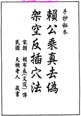 赖布衣《赖公乘真去伪架空反插穴法》💰5